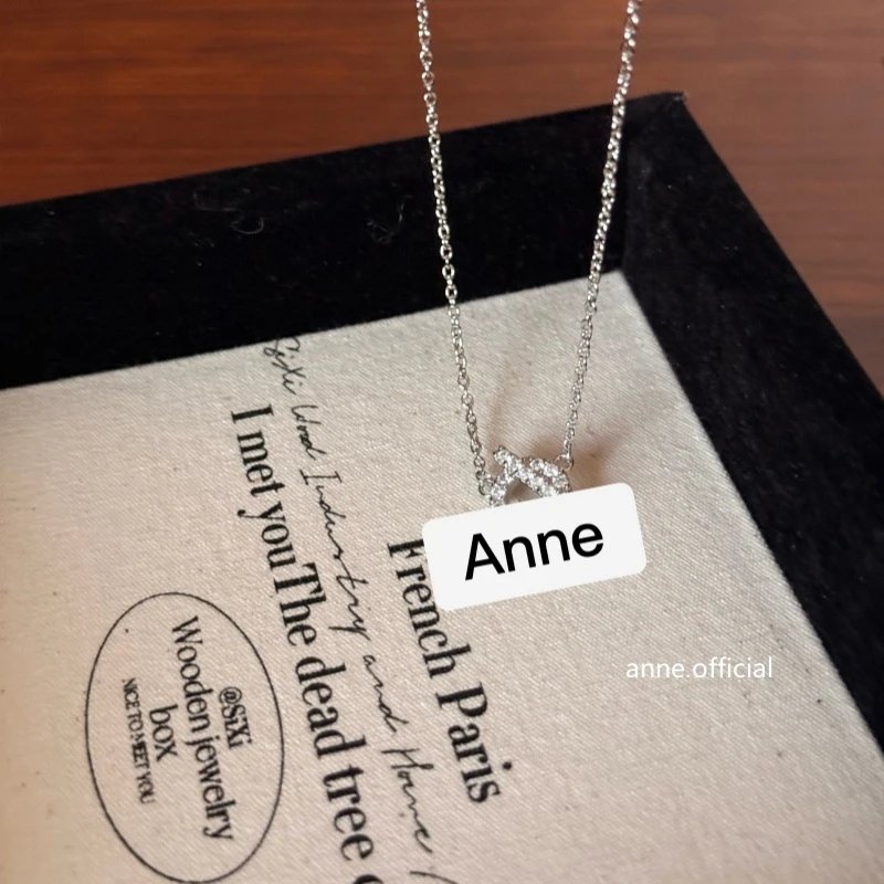 铜合金项链 【X581】猪鼻子简约大众小Q超闪满锆圆圈项链