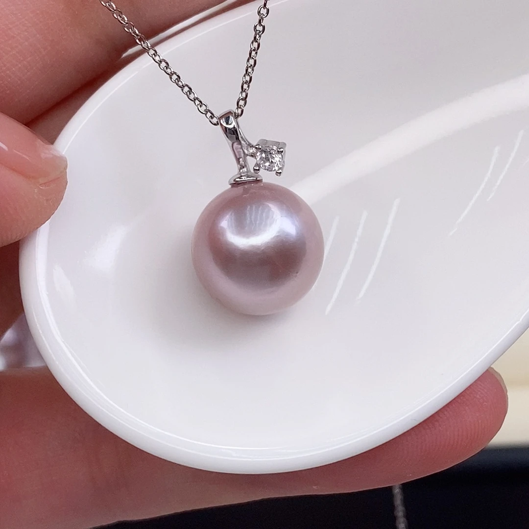 淡水珍珠银S925镶嵌吊坠(赠链)12/13mm