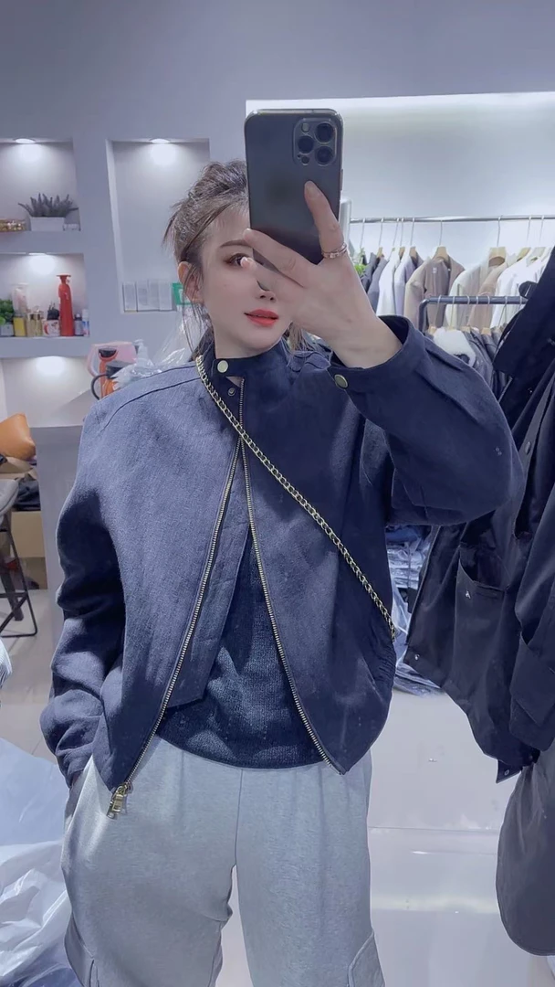 休闲立领拉链短外套