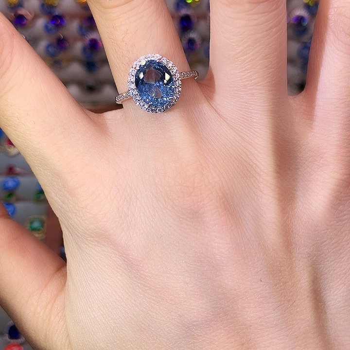 海蓝宝石戒圈银S925镶嵌