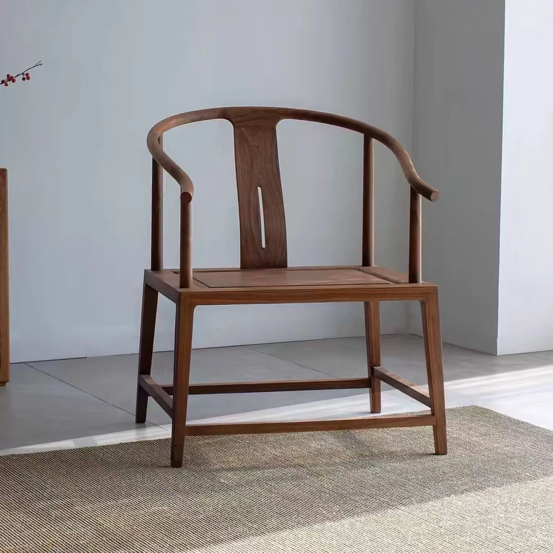 新中式实木圈椅老榆木官帽椅禅意主人书椅茶道茶椅仿古围椅太师椅