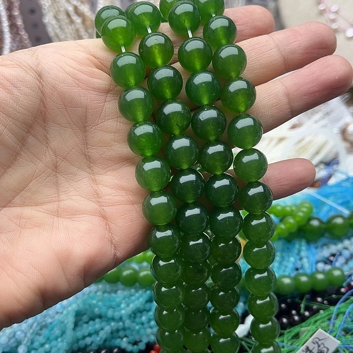 玛瑙/玉髓未镶嵌珠宝半成品一条12mm左右碧玉