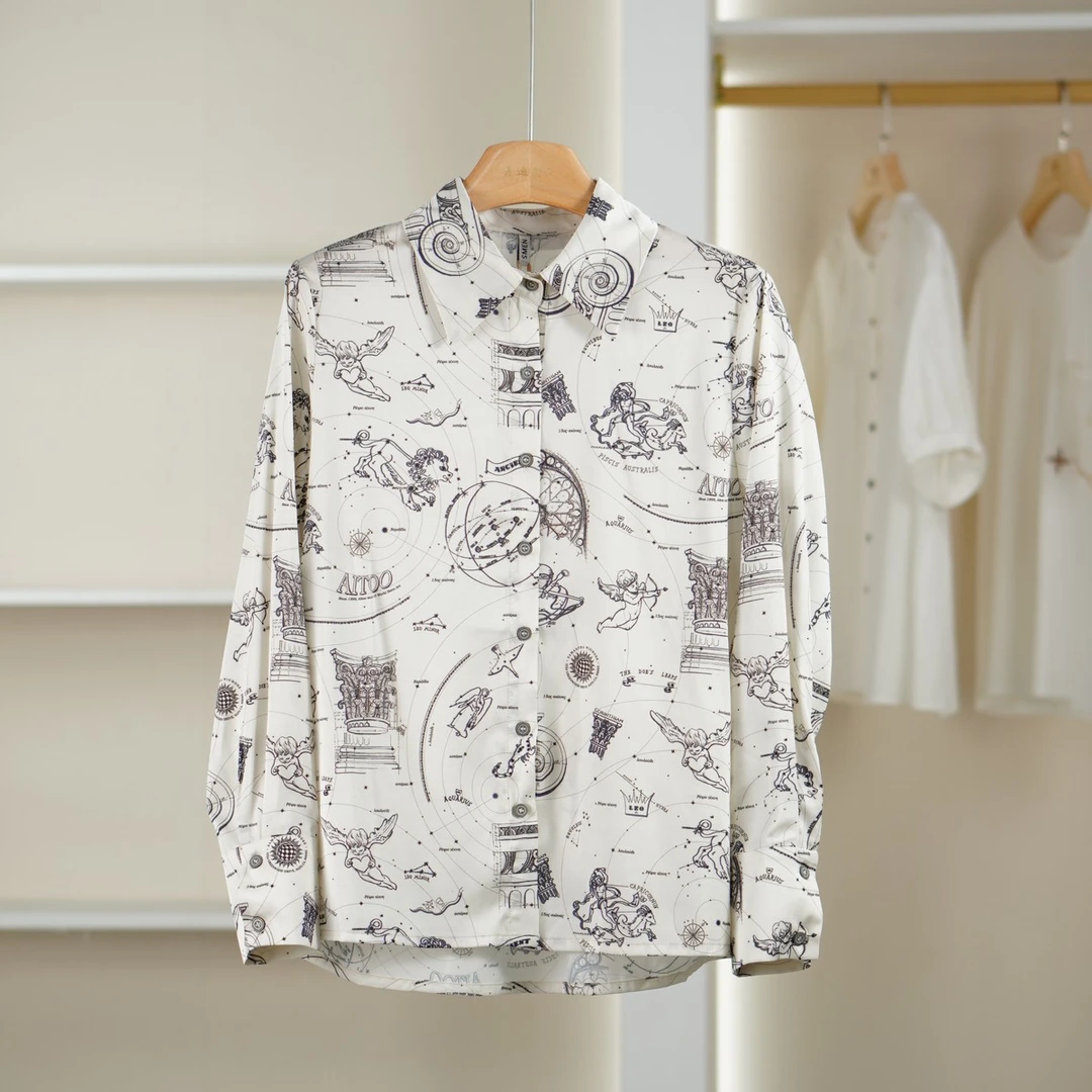 麦迪尚品 一路童行【诗M】30918189印花长袖衬衫春秋女装商场撤柜