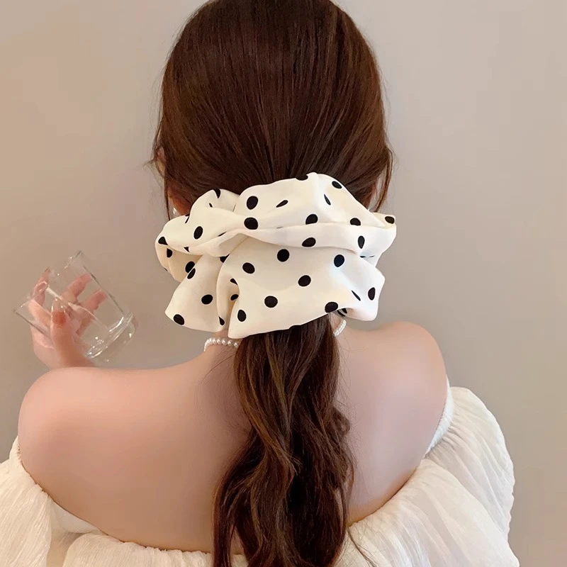 优雅波点大肠圈发圈气质经典布艺发绳大肠圈发饰新款头饰头花女