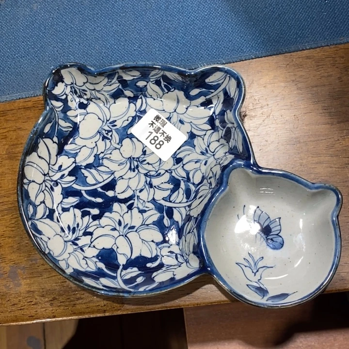 青花瓷景德镇手绘百合花饺子盘