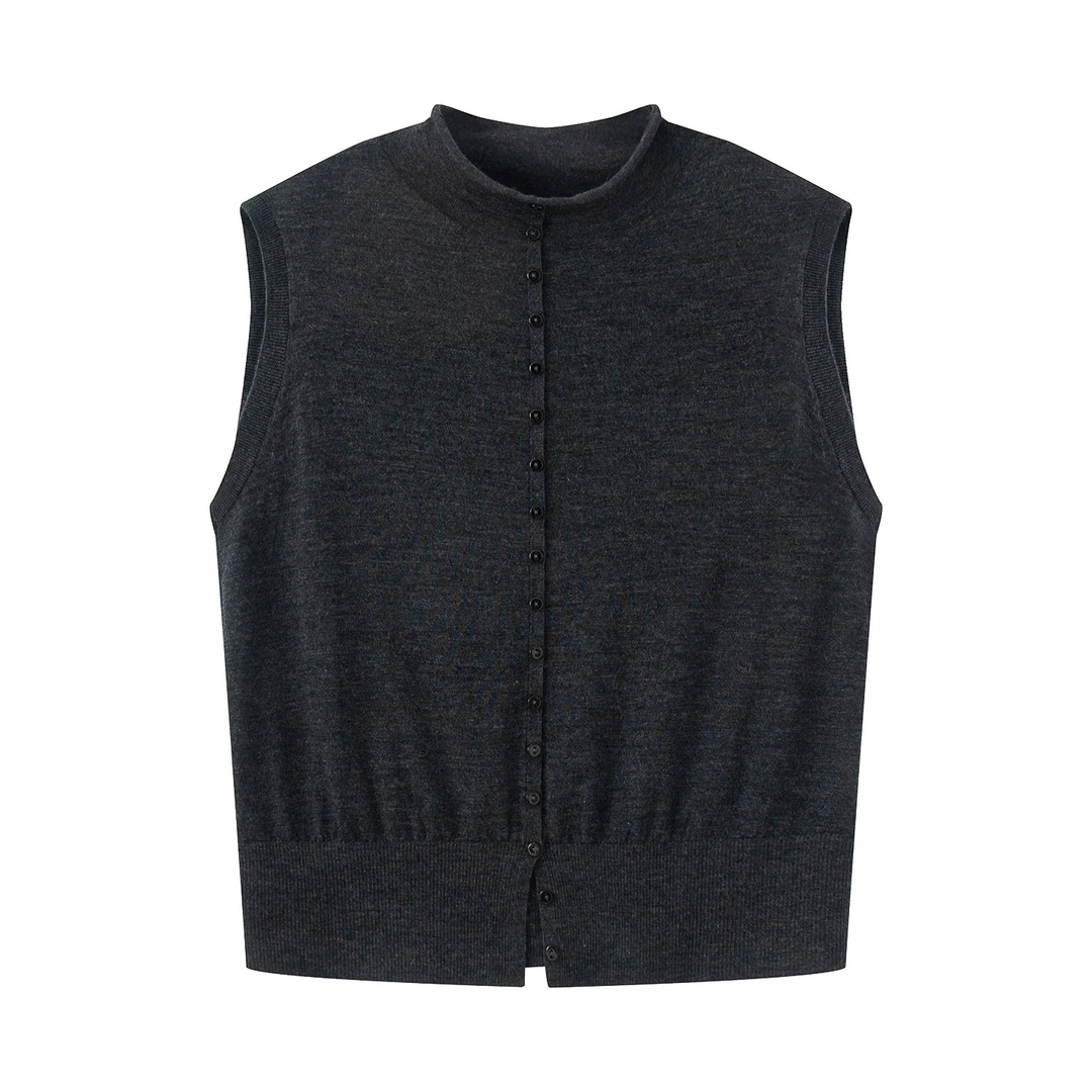 【艾家同款】2025年早秋季宽松叠穿无袖圆领坎肩针织马甲背心女3030