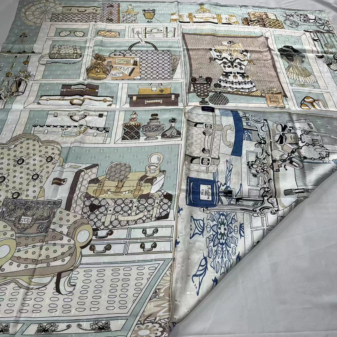 110意罗绸方巾-百奢柜藏 提花双面异色105cm丝巾