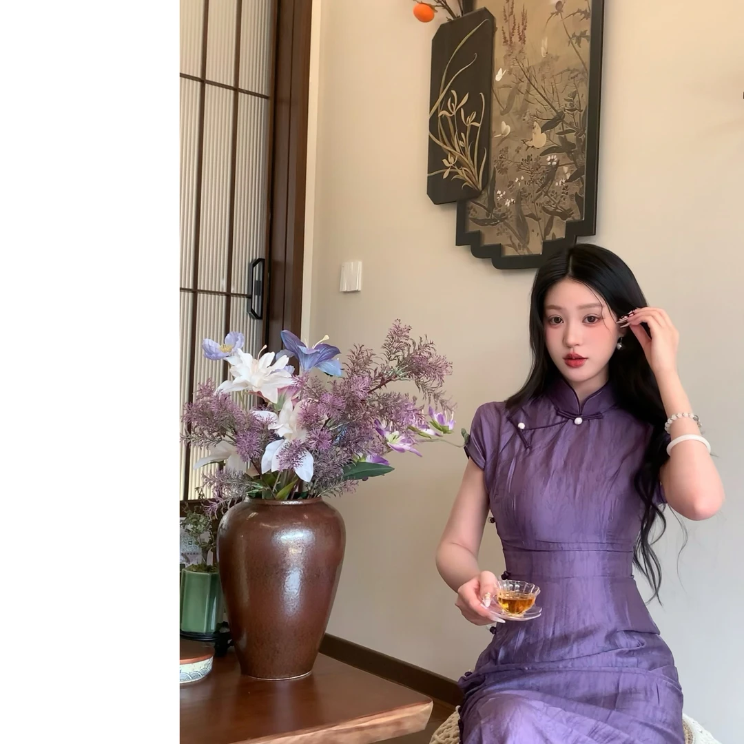 【温辞】复古新中式修身显白显瘦高级优雅日常改良港风曳地苏州旗袍
