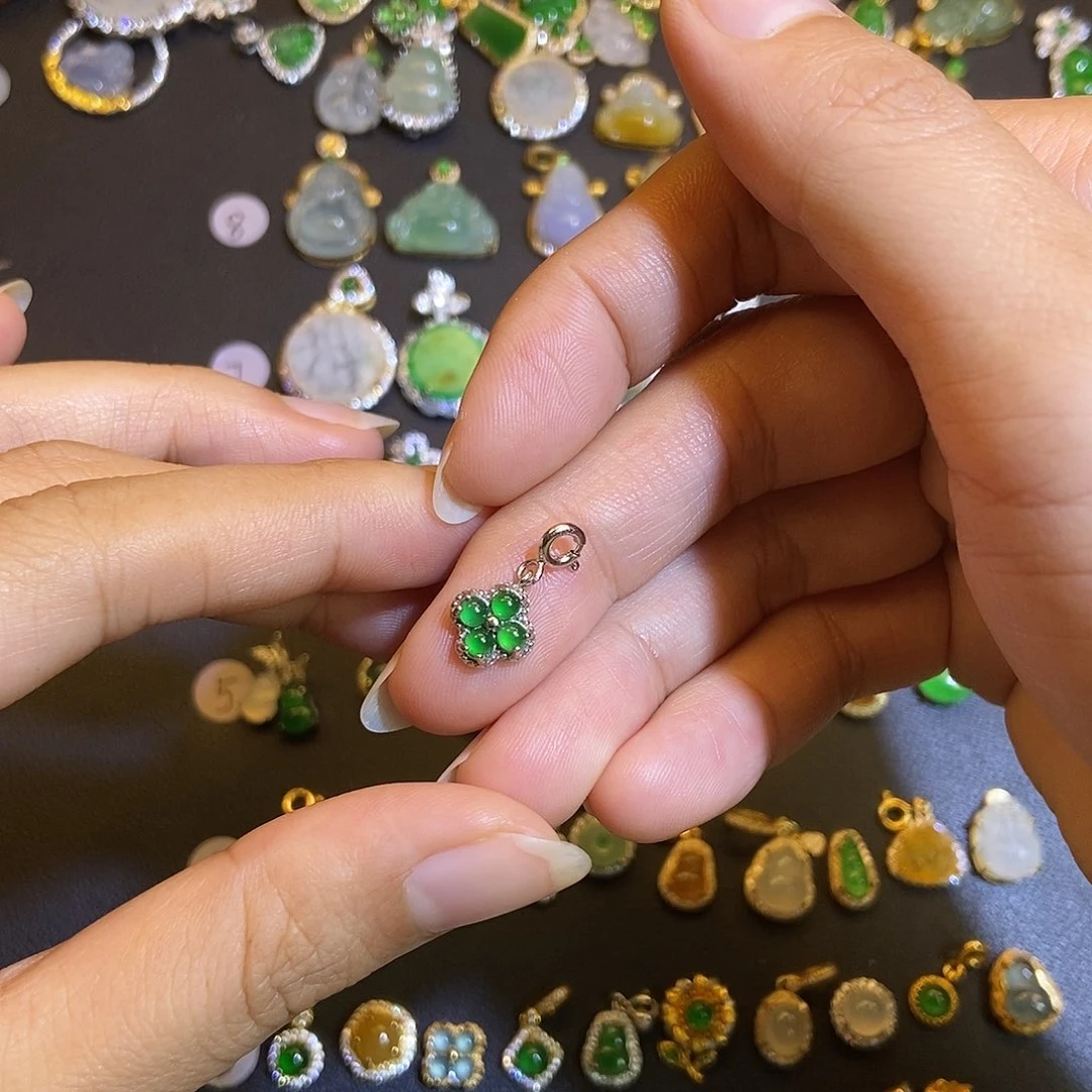 翡翠银S925镶嵌吊坠(不含链)