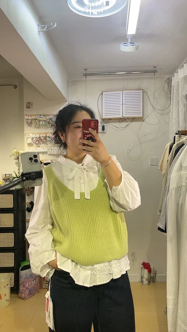 ［多囍］定制绑带衬衣大码甜美可爱