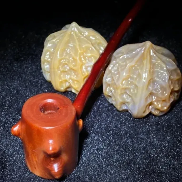 天然手工檬子木文玩烟斗粗支中支细支均可男士女士玉化老料手把件