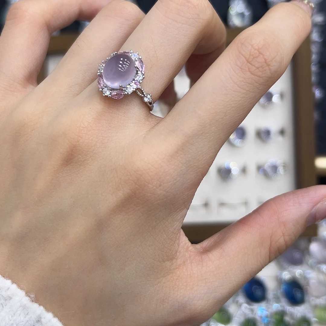 萤石戒指银S925镶嵌