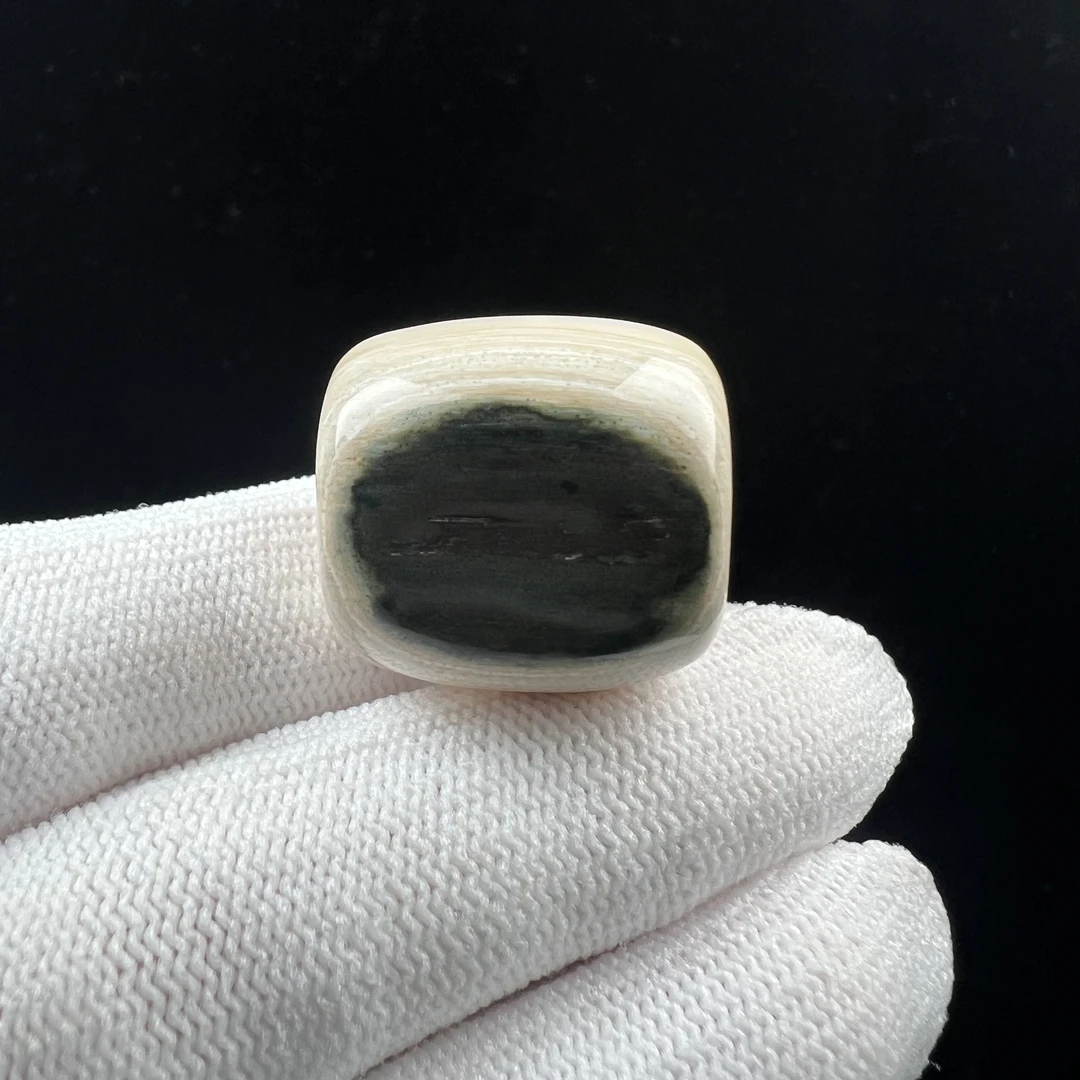 S5742天然猛犸牙蓝眼睛 桶珠 墩子22*22mm支持鉴定 假一罚四