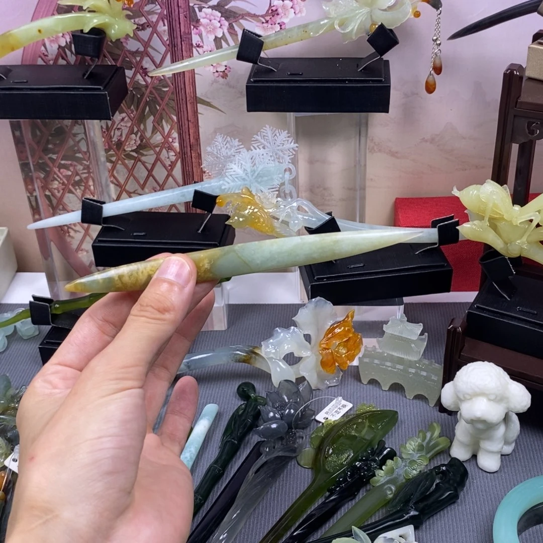 喵***喵蛇纹石玉合金发饰