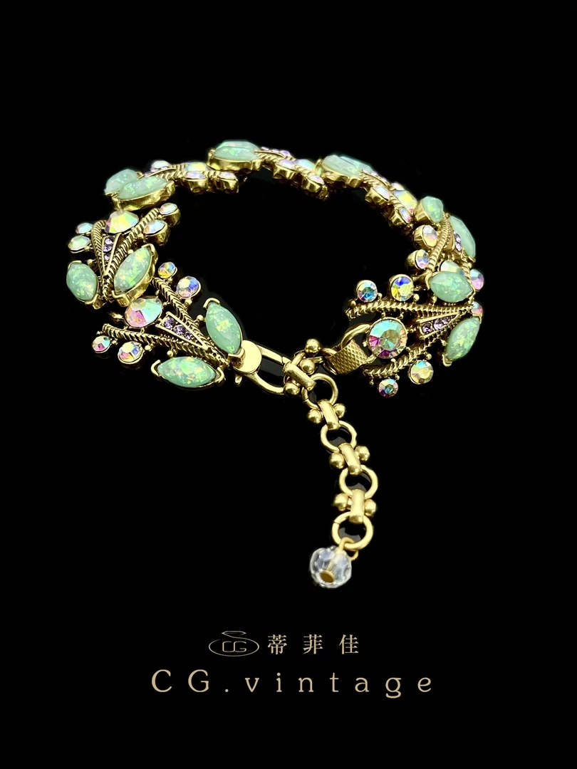 铜合金珐琅手镯 【0180】手工气质蓝色轻奢复古编织vintage彩色