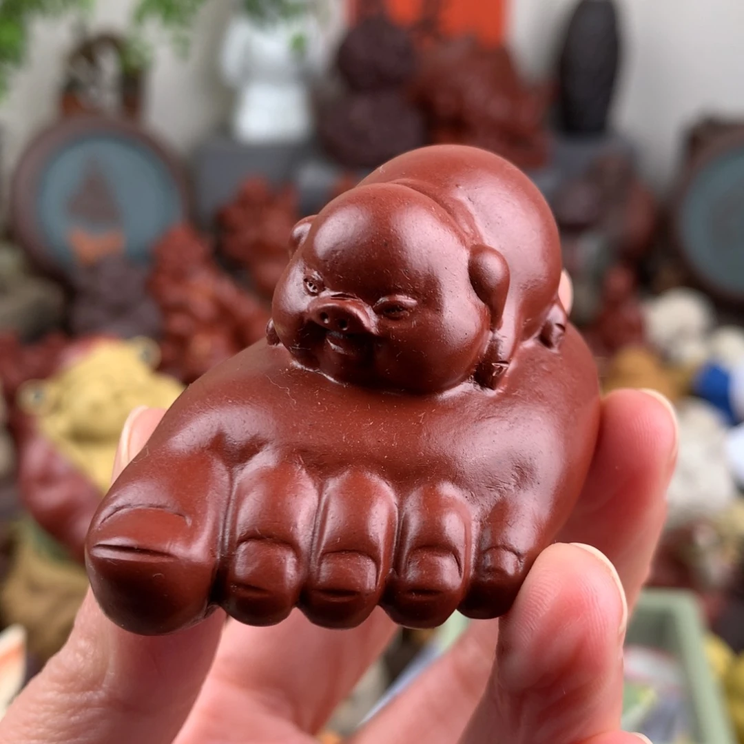 紫砂茶宠足足有余朱泥大红袍