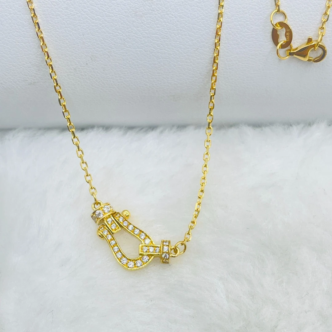 足金 5G工艺 镶嵌马蹄扣套链 附加188