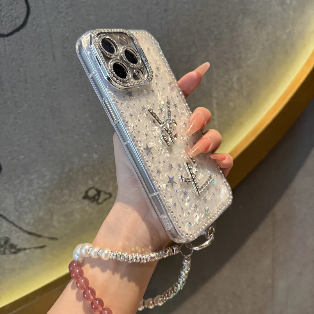 【点钻镜头支架】气质贝壳纹手机壳适用苹果16ProMax/15/14/13/12