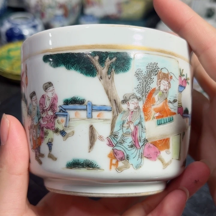 摆件丛**则细路粉彩小笔筒一个全品