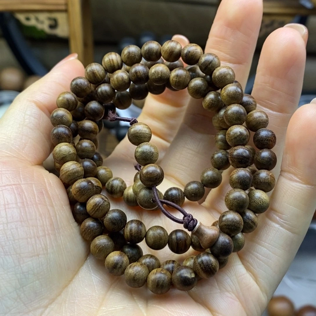檀香木手串/手链椒****呀0.6老山檀黑肉横纹沉水奶香念珠