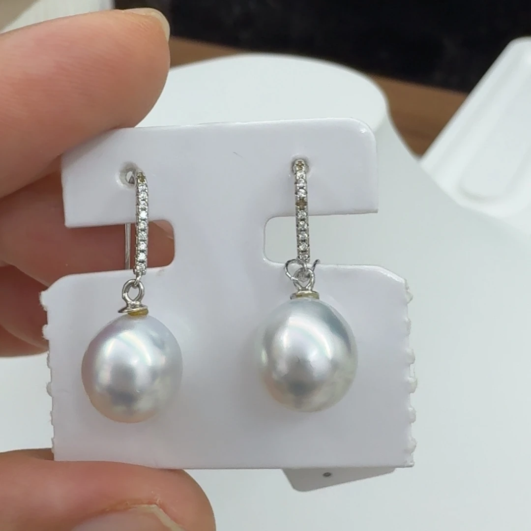 银S925镶嵌海水珍珠耳饰
