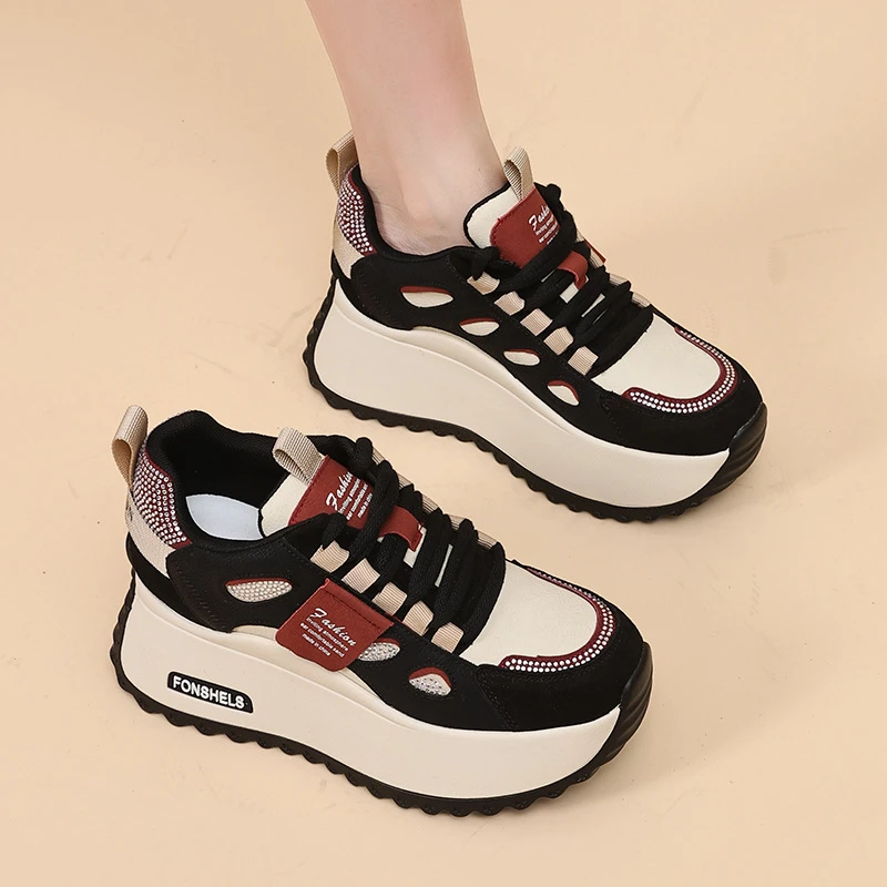 【增高8CM】真皮老爹鞋女厚底2025新款女鞋子秋冬小白鞋休闲复古