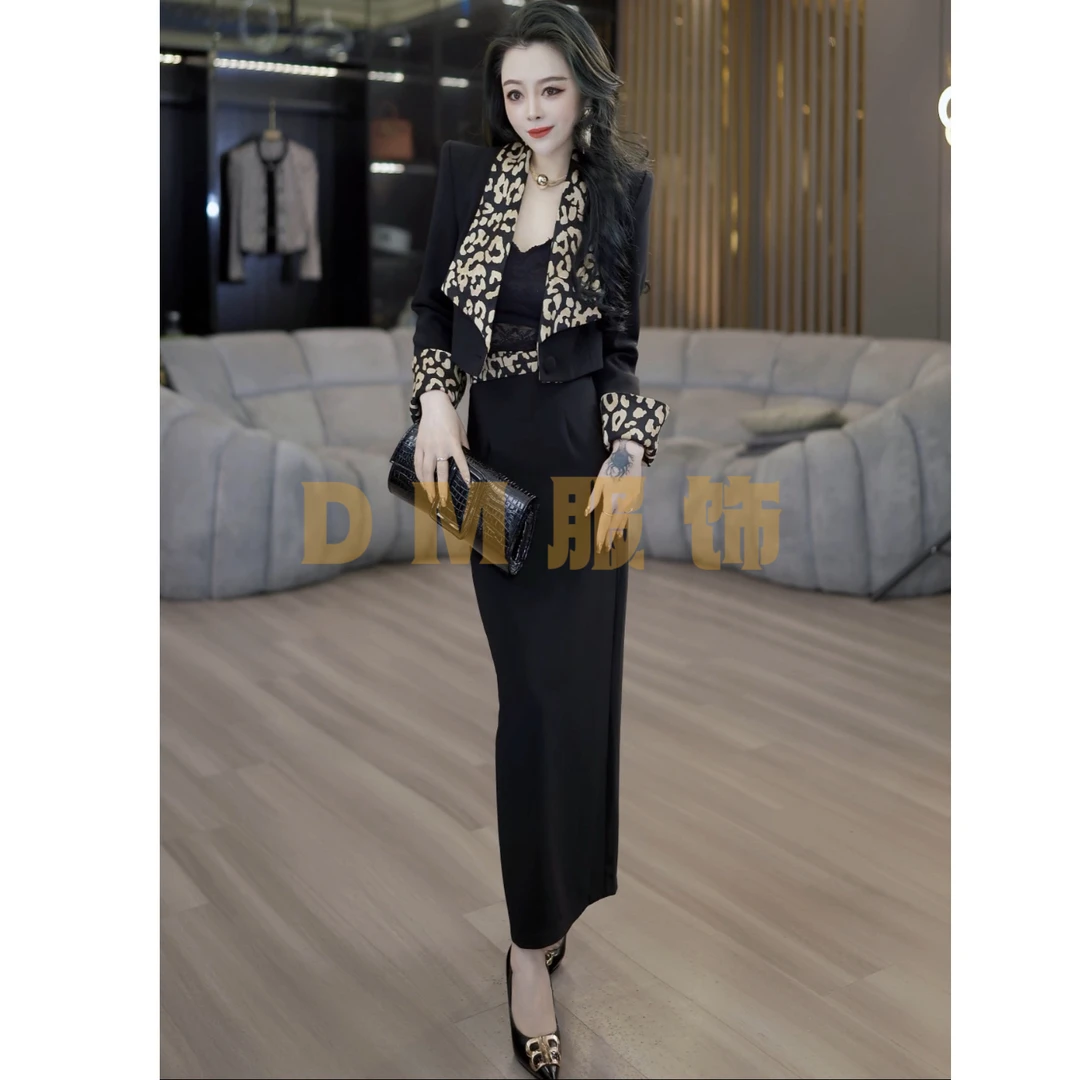 【D.M】订制款时尚名媛翻领西装裙套装25288