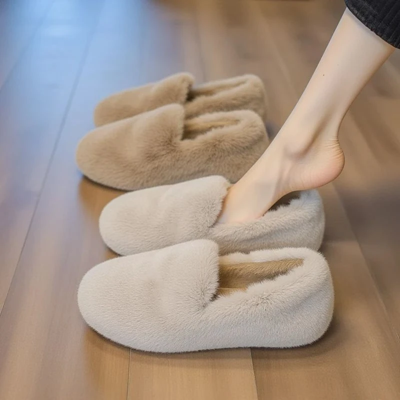 【水貂绒】豹纹毛毛鞋女冬季外穿高级感加绒保暖网红欧货一脚蹬棉鞋