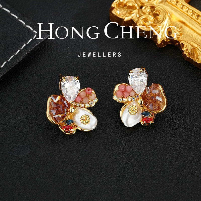 轻奢银针花瓣/精品 手工穿搭耳钉AA2027