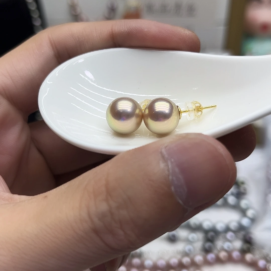 银S925镶嵌耳饰淡水珍珠