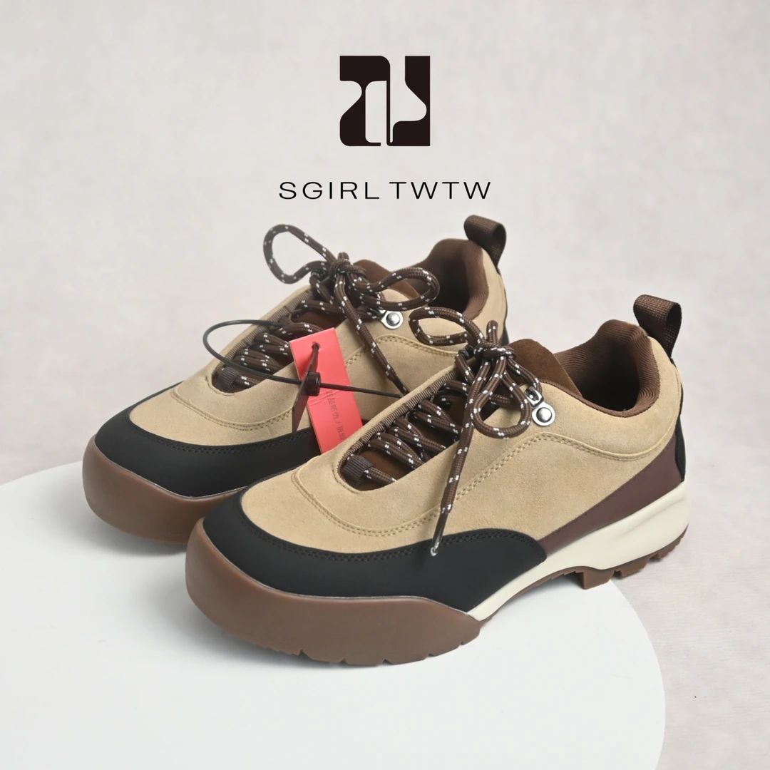 SGIRL TWTW反绒皮轻软厚底登山鞋2025新款户外徒步百搭老爹鞋女单