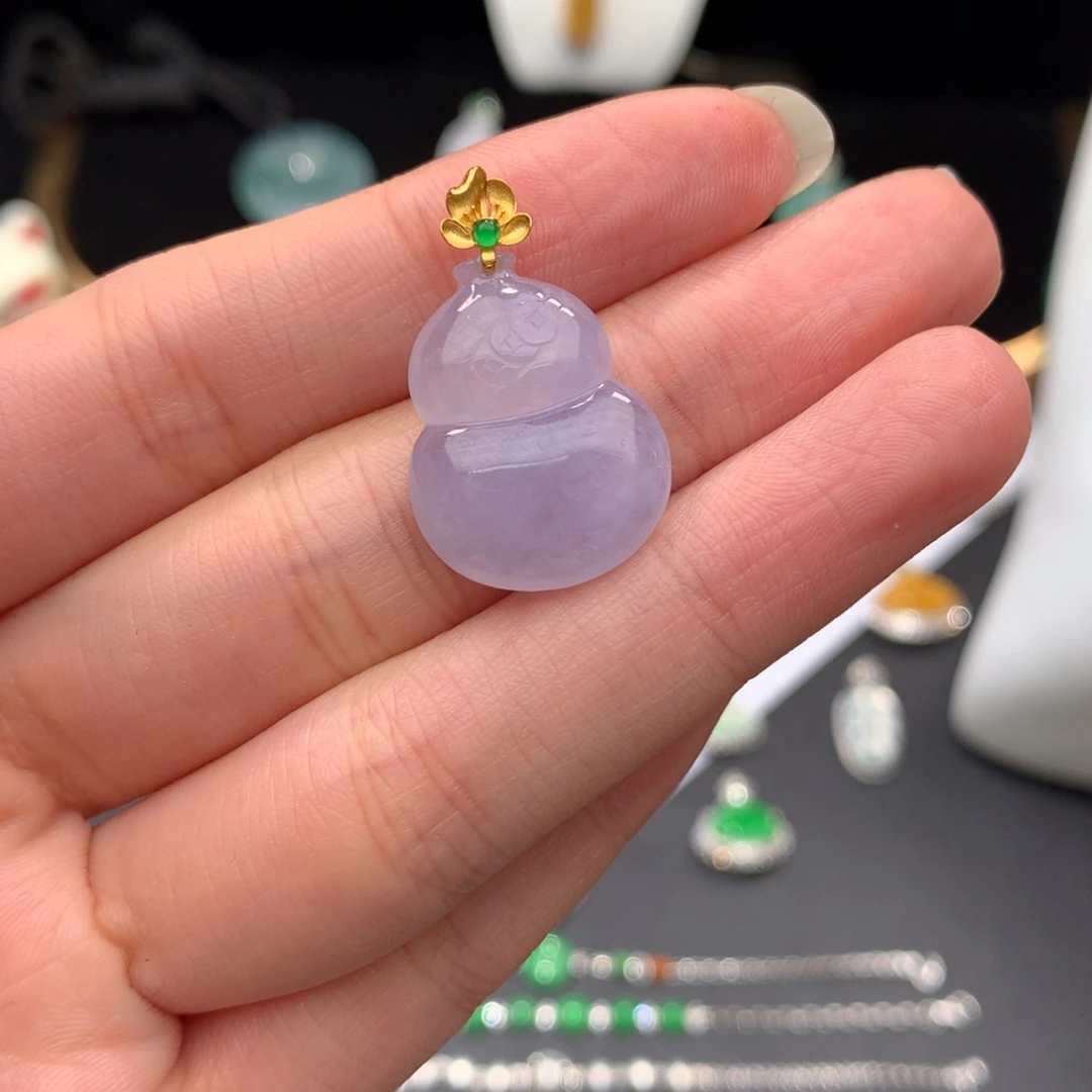 翡翠18K金镶嵌挂件48小时鉴赏期 退货不扣服务费