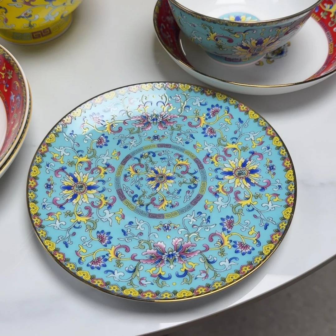 摆件陶景德镇珐琅彩餐具