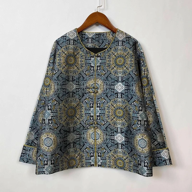 八达运宋锦长袖外套新中式国风2024秋冬款气质女士上衣