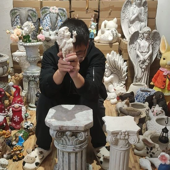 合成树脂拿小鸟天使摆件
