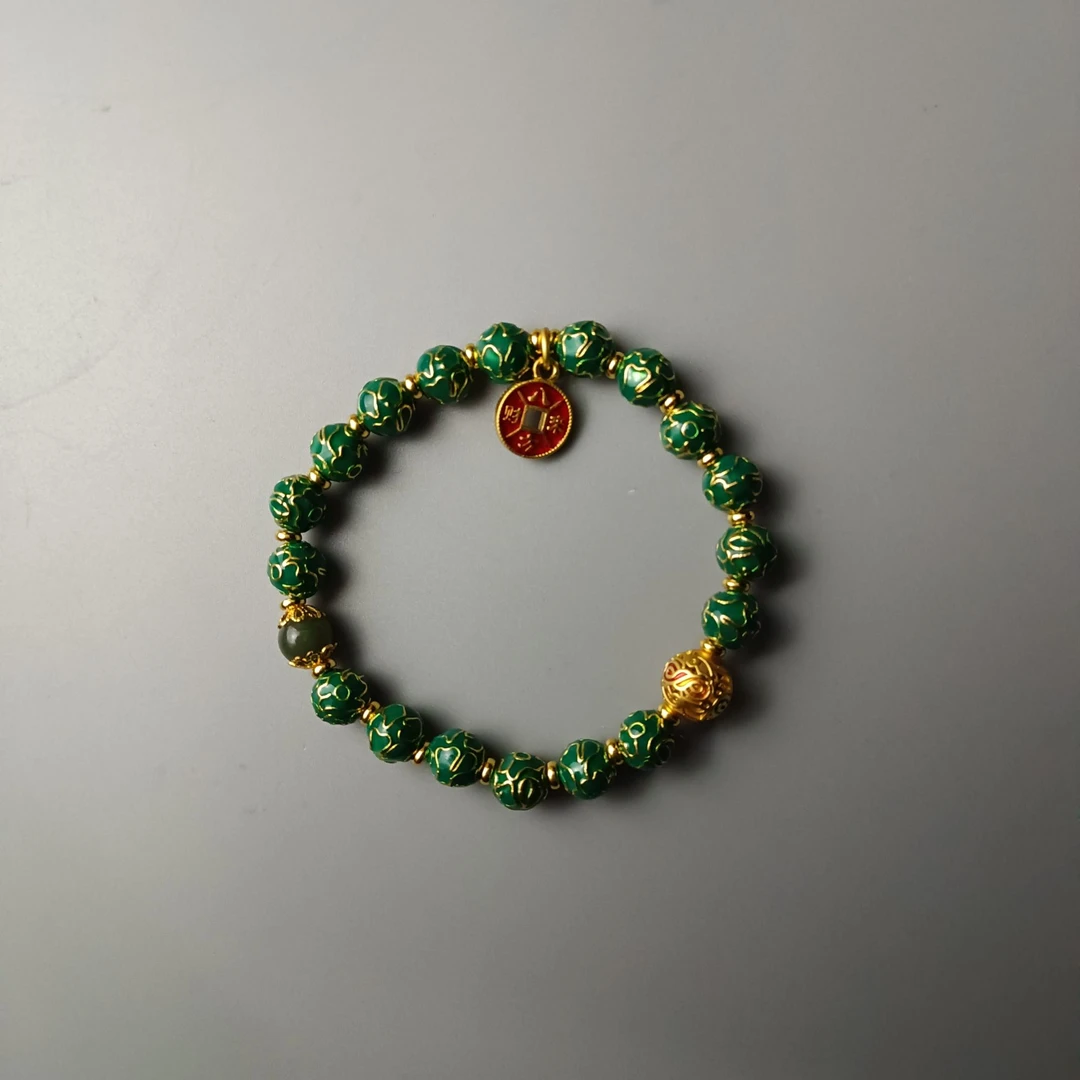 和田玉非遗手工珐琅景泰蓝手串（绿）