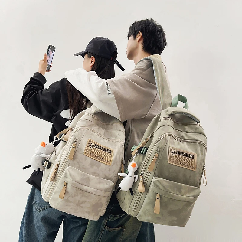 国风扎染双肩包女初中高中大容量学生书包男大学生情侣双肩背休闲