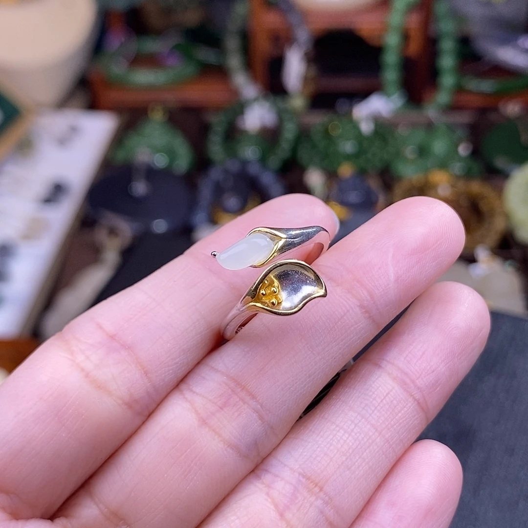 和田玉925.银戒指清货价未镶嵌