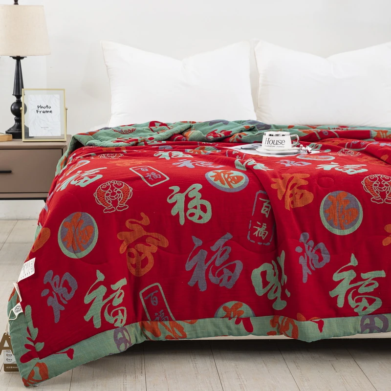 【百福夏凉被全家福】空调被夏凉被全棉双层纱大豆蛋白被可机洗透气