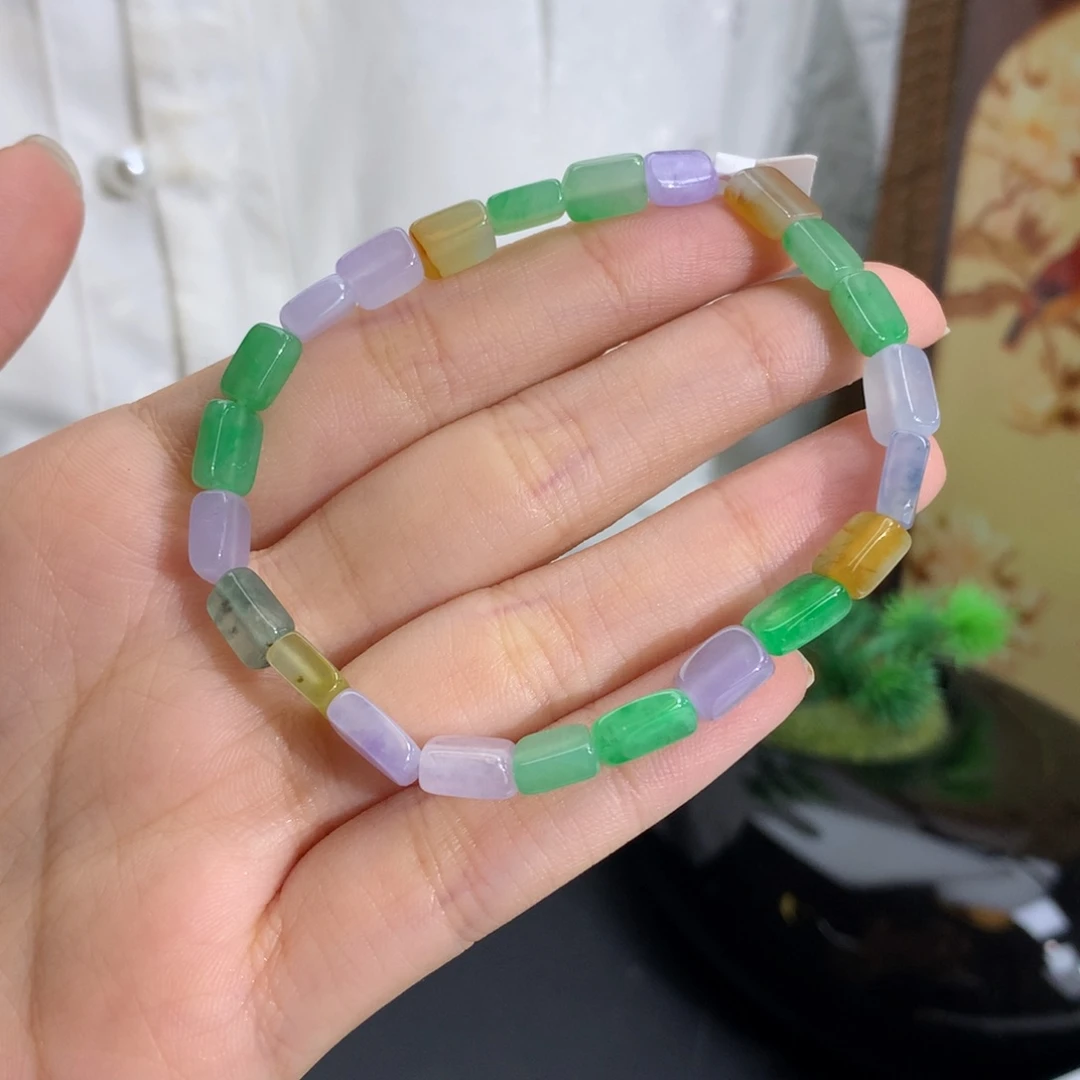 未镶嵌手串翡翠卡5×3冰润胶多宝方块