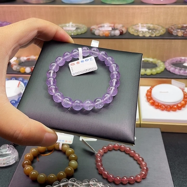 烟晶手链未镶嵌紫水晶9m