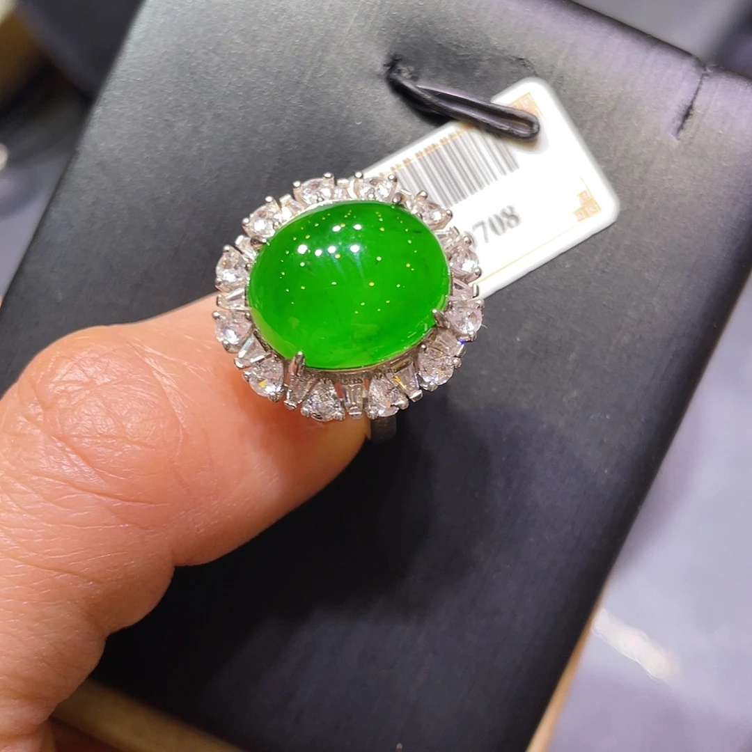 翡翠银S925镶嵌项链戒指