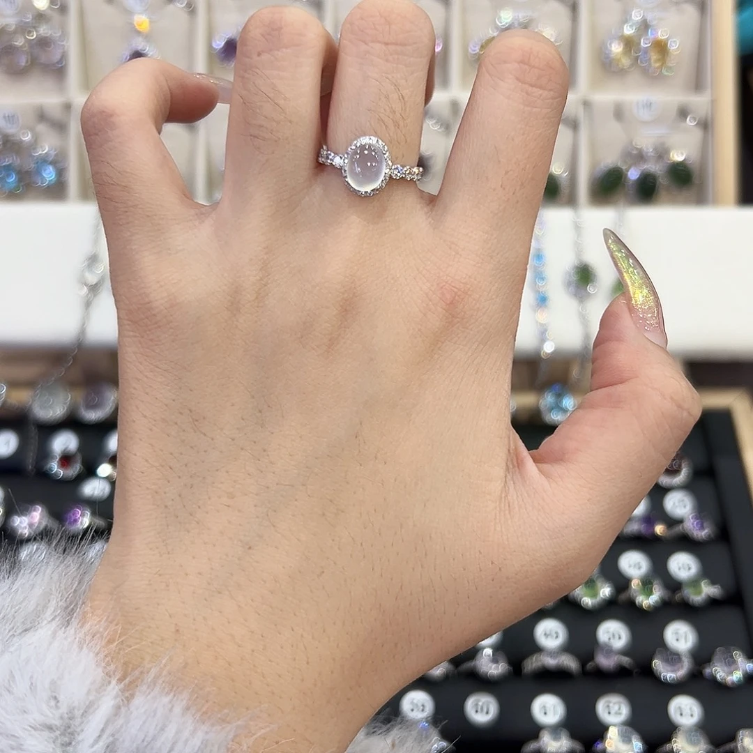 蛇纹石玉银S925镶嵌戒指