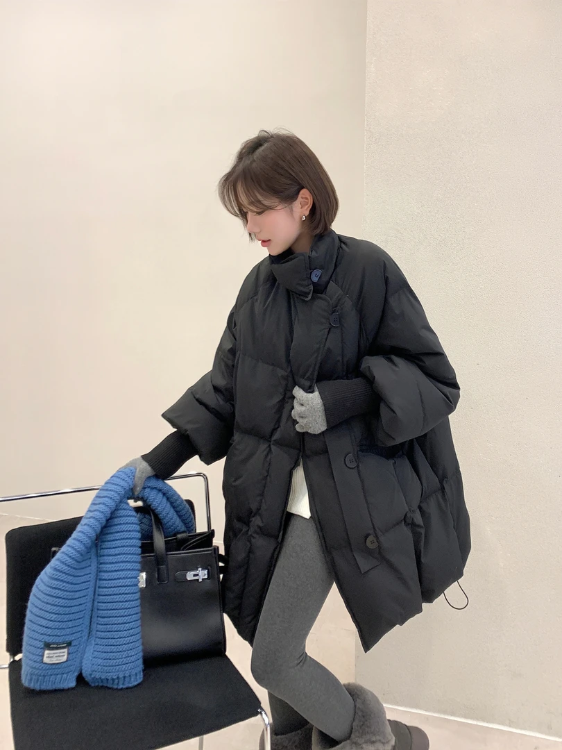 韩版宽松休闲时尚中长款白鸭绒外套女2025冬季新款加厚保暖羽绒服