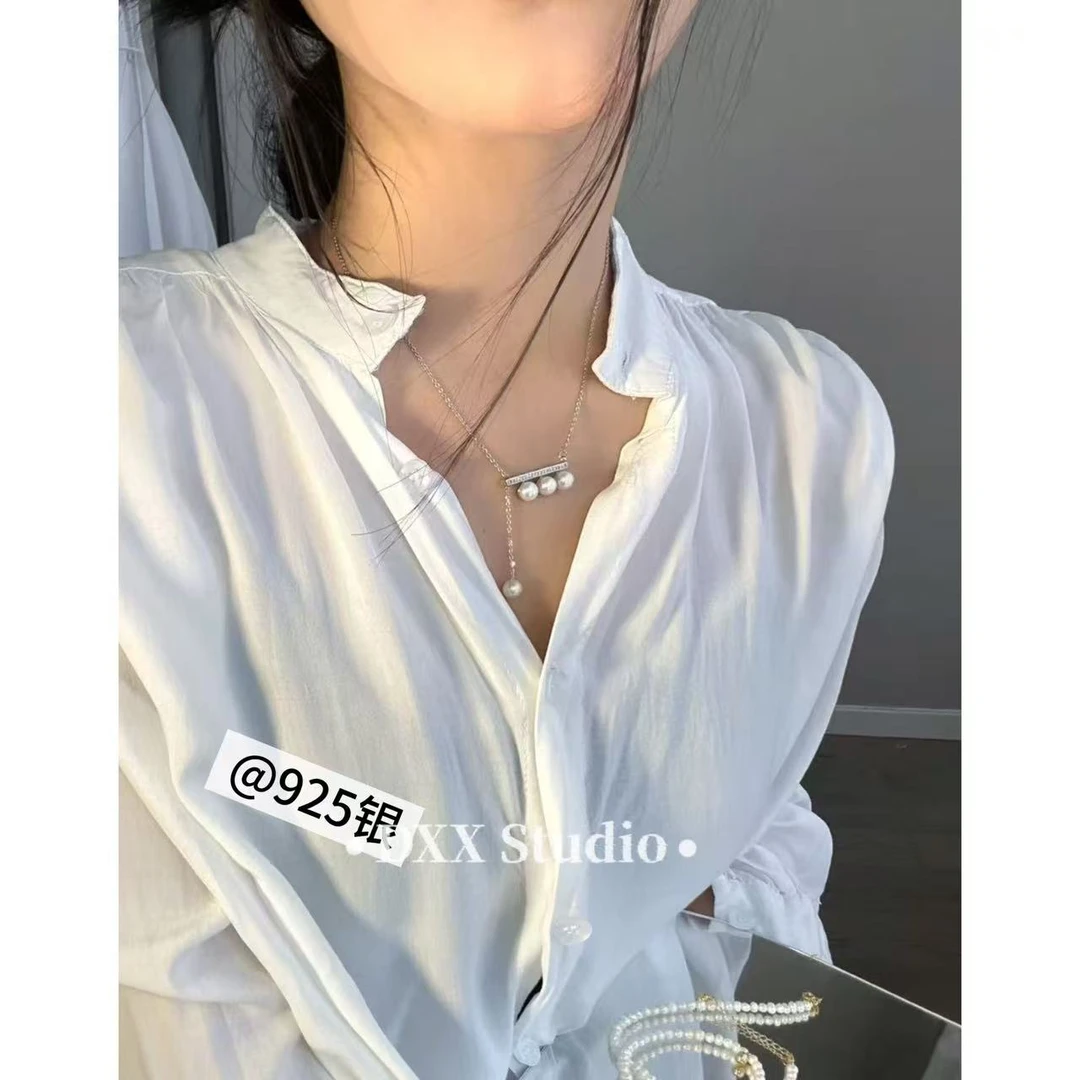 坠链均925银合成锆石 小众设计百搭项链46612