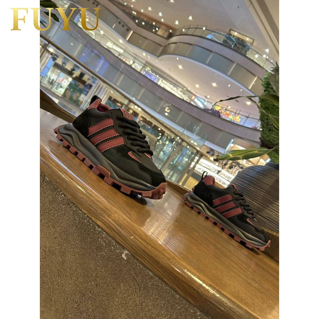 潮牌轻奢磨砂皮老爹鞋男秋冬时尚百搭拼色运动舒适软底休闲男鞋