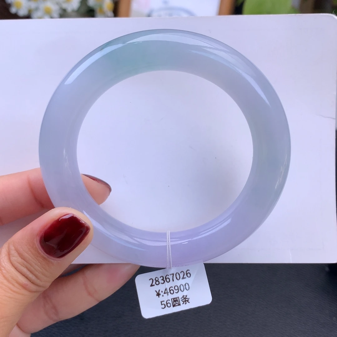 翡翠手镯未镶嵌冰胶幻彩圆条手镯