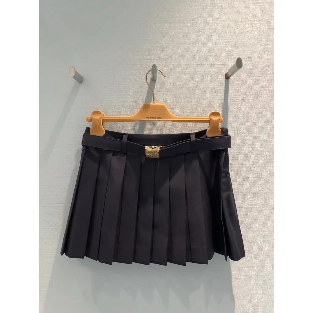 CHENXI 法式高级感配腰带高腰百褶半裙减龄学院风短裙女5036