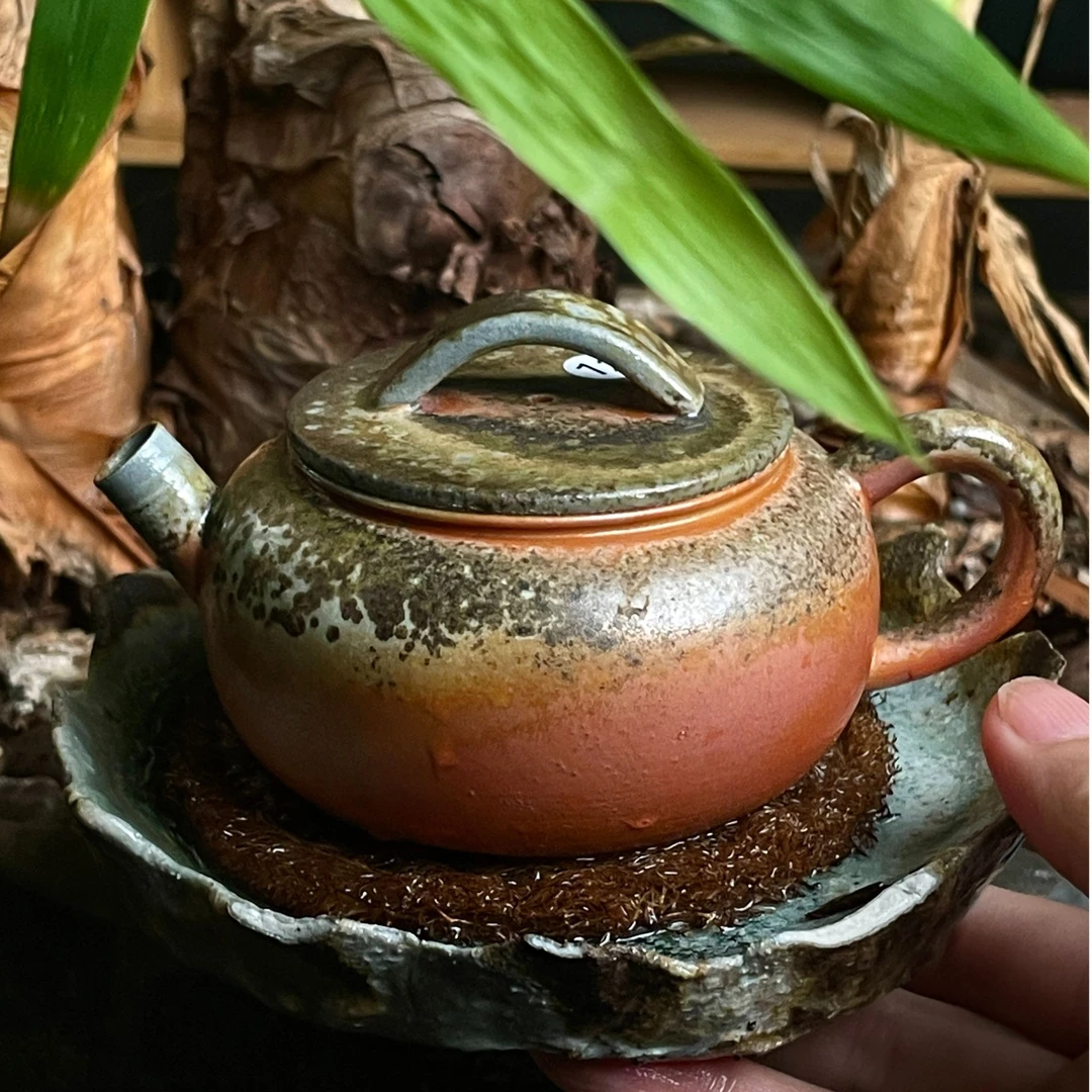 12号全手工玫瑰金泥柴烧茶壶家用复古陶瓷壶120-130ML