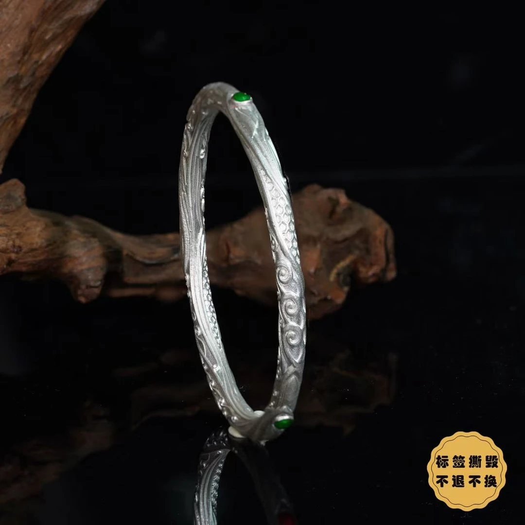 足银银制品 【小北珠宝】足银乾坤圈手镯11-56H34X490